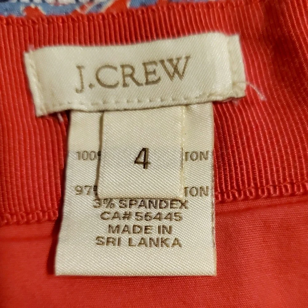 J.Crew No. 2 Pencil Skirt Red Blue Paisley Print Cotton Stretch Office 4